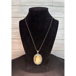 STS Karis Pendant Necklace Women OS Tan Excellent Picture Jasper Ornate Filigree